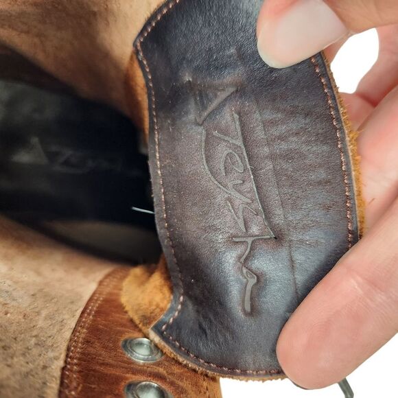 Teysha Handmade Ankle Lace up Leather Geometric Textile Boho Boots - Picture 11 of 12